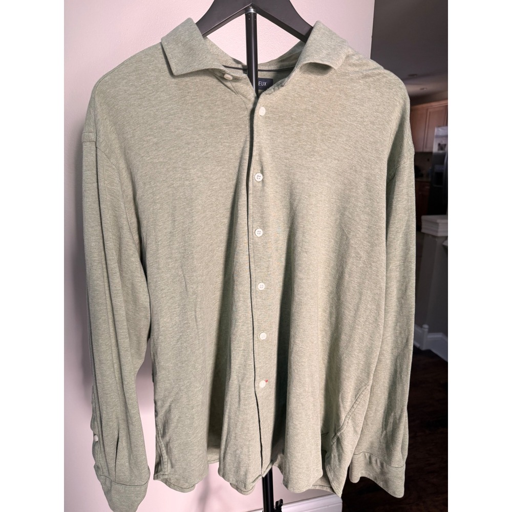 Cremieux Mens XXL Sage Green Heathered 100% Cotton Long Sleeve Button Down Shirt